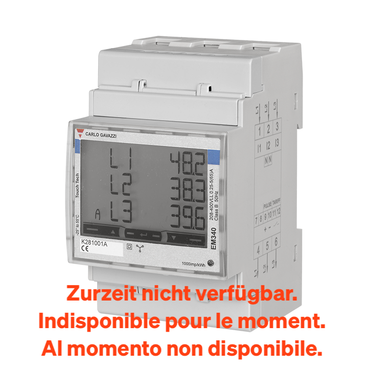 Zaptec Sense Messgerät Carlo Gavazzi EM340 Direktmessung bis 65A, Zaptec Sense und 5V Speisung