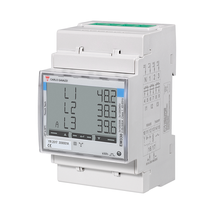 Zaptec Sense Messgerät Carlo Gavazzi EM330 inkl. 3 Stromwandler, Zaptec Sense und 5V Speisung